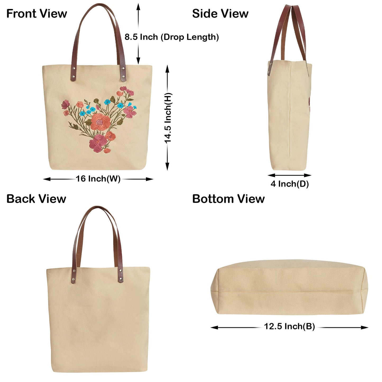 Floral Embroidered Canvas Tote boutique style from Ivy & Grace womens boutique