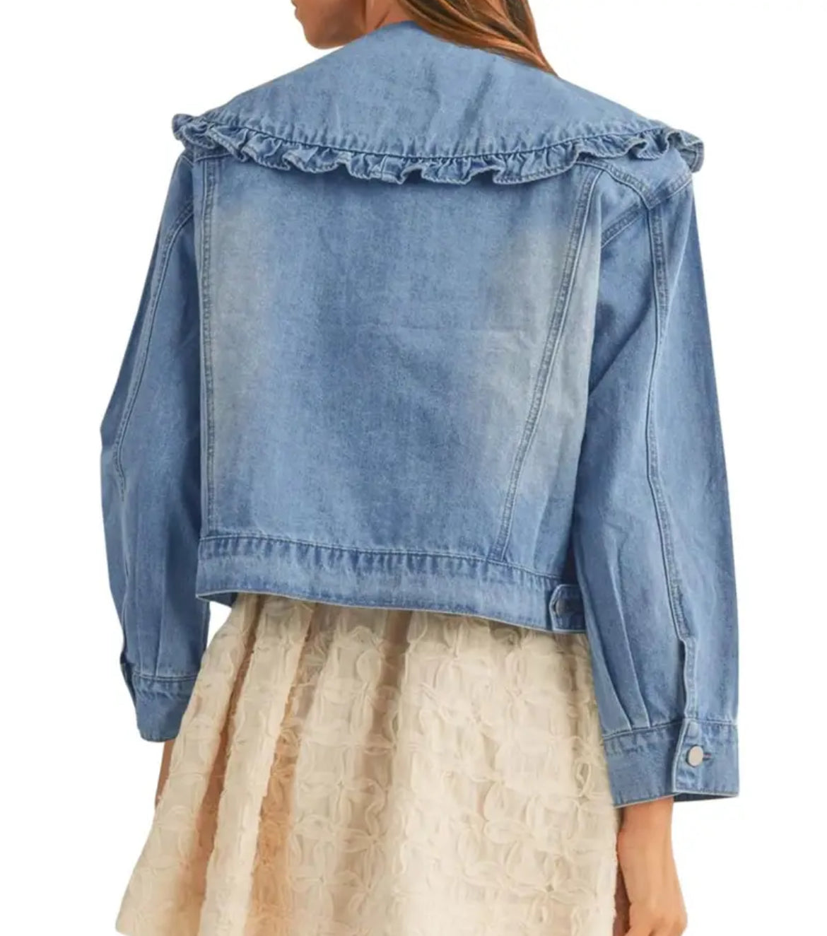 Ruffle Jean Jacket jacket from Ivy & Grace womens boutique