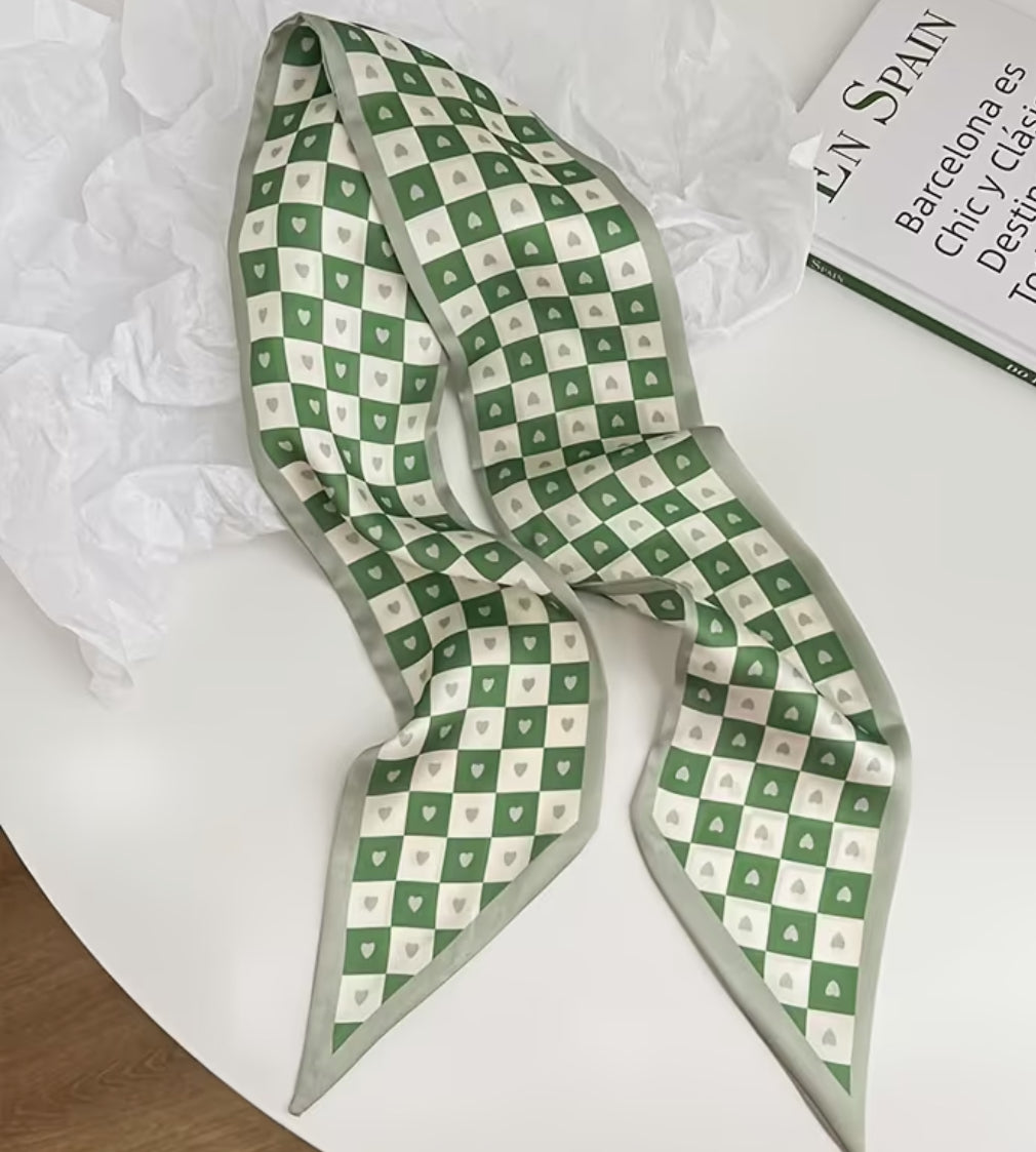 Tan and Green Checker Scarf boutique style from Ivy & Grace womens boutique