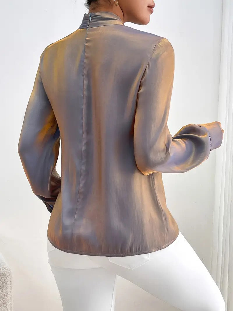 Metallic Bow Tie Blouse blouse from Ivy & Grace womens boutique