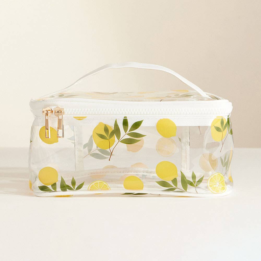 Top Handle Fruit Pattern Transparent Cosmetic Pouch Bag top from Ivy & Grace womens boutique