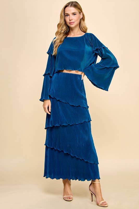 Pleated Tiered Skirt