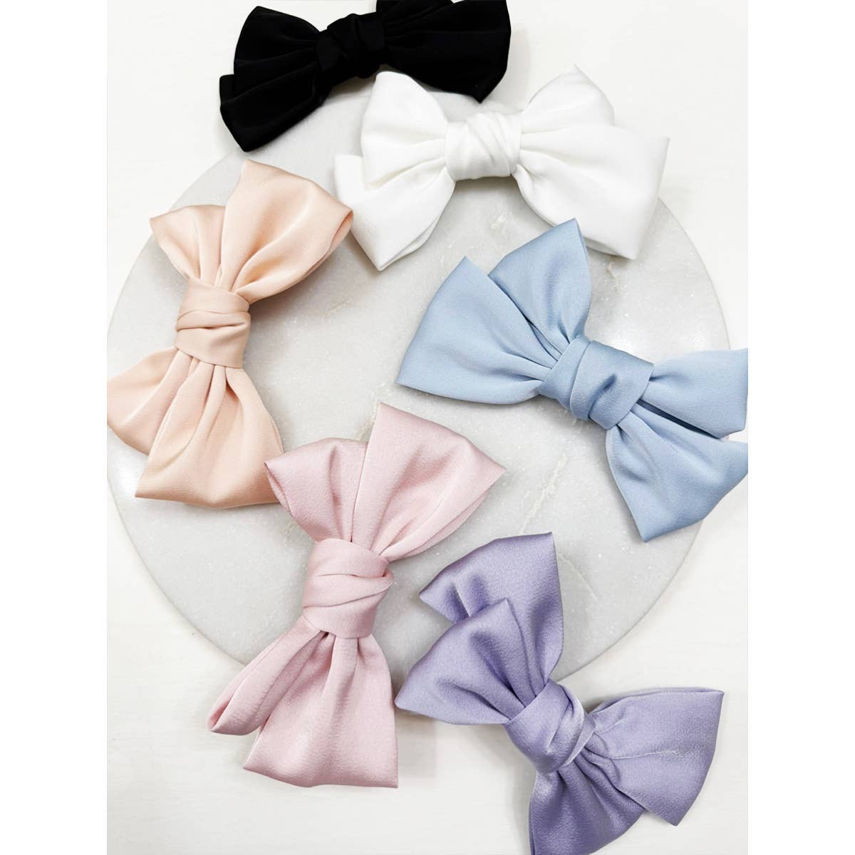 Double Layer Soft Tone Satin Bow Hair Clips boutique style from Ivy & Grace womens boutique