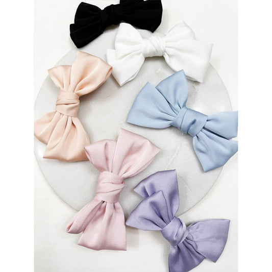 Double Layer Soft Tone Satin Bow Hair Clips boutique style from Ivy & Grace womens boutique