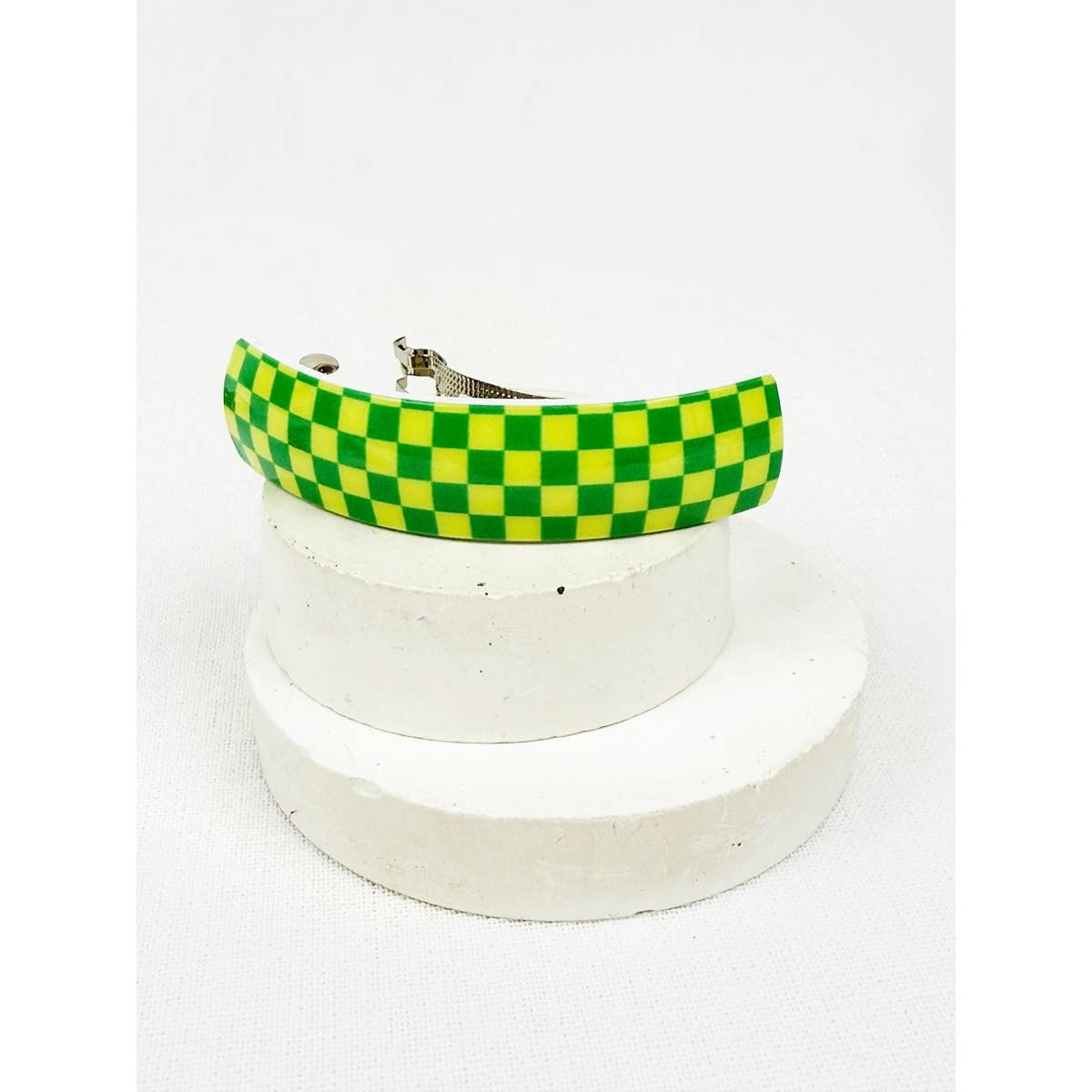 Checker Oval Hair Clip Barrette boutique style from Ivy & Grace womens boutique