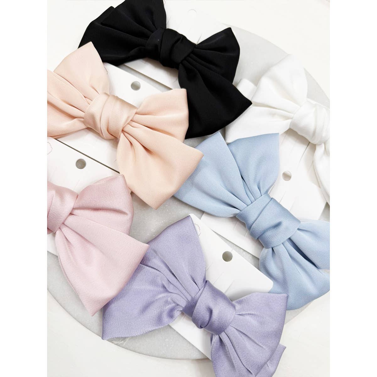 Double Layer Soft Tone Satin Bow Hair Clips boutique style from Ivy & Grace womens boutique