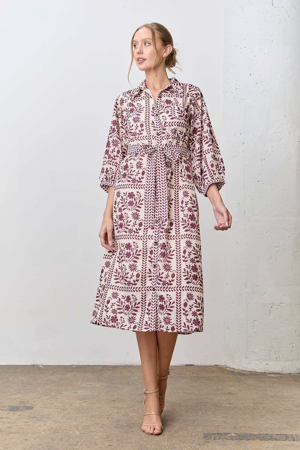 Burgundy Floral Dress dress from Ivy & Grace womens boutique
