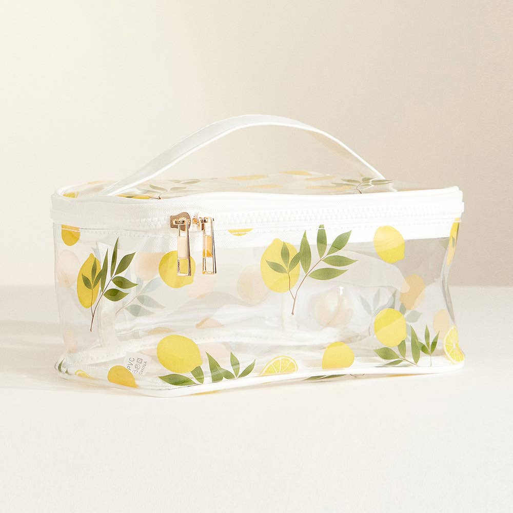 Top Handle Fruit Pattern Transparent Cosmetic Pouch Bag top from Ivy & Grace womens boutique