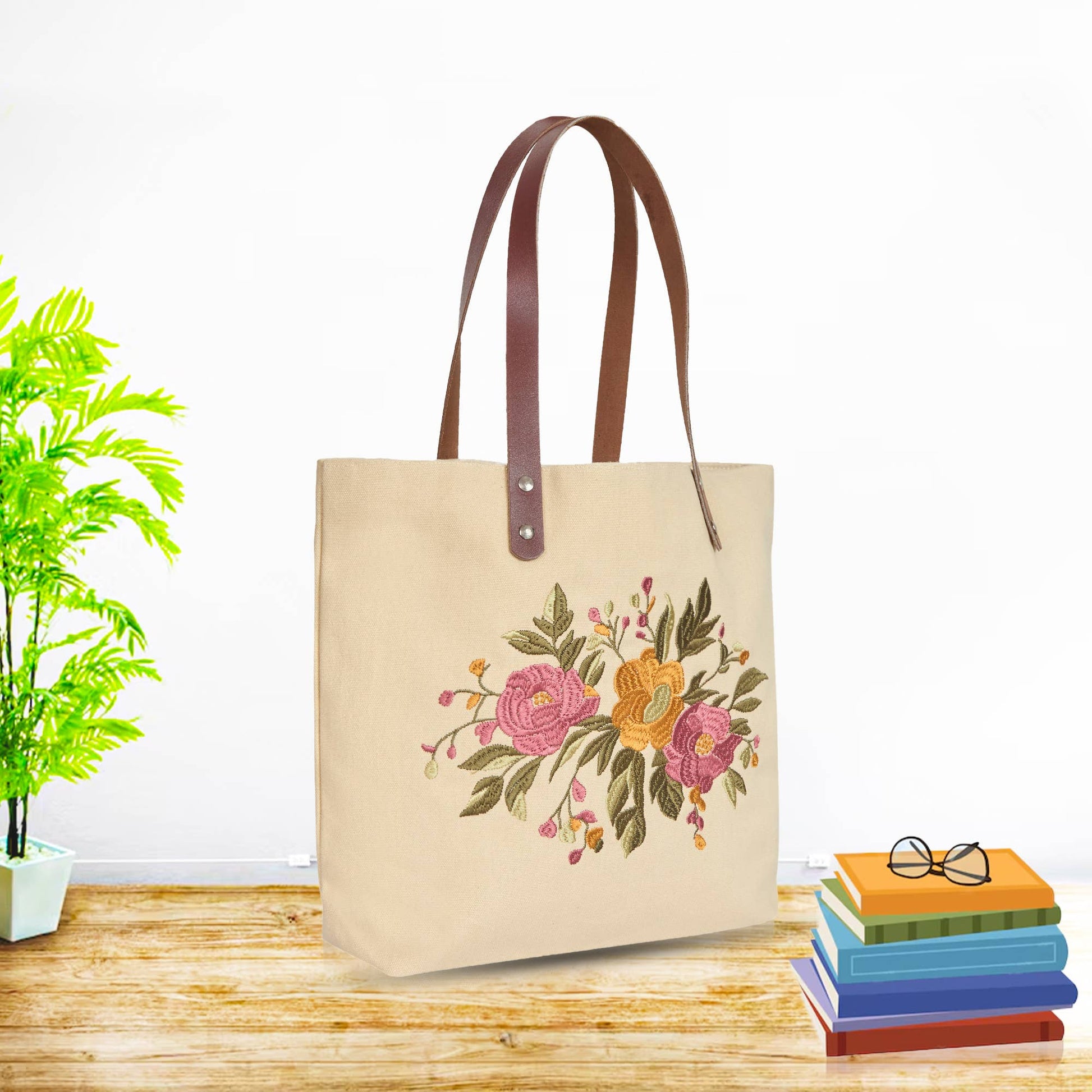 Floral Embroidered Canvas Tote boutique style from Ivy & Grace womens boutique