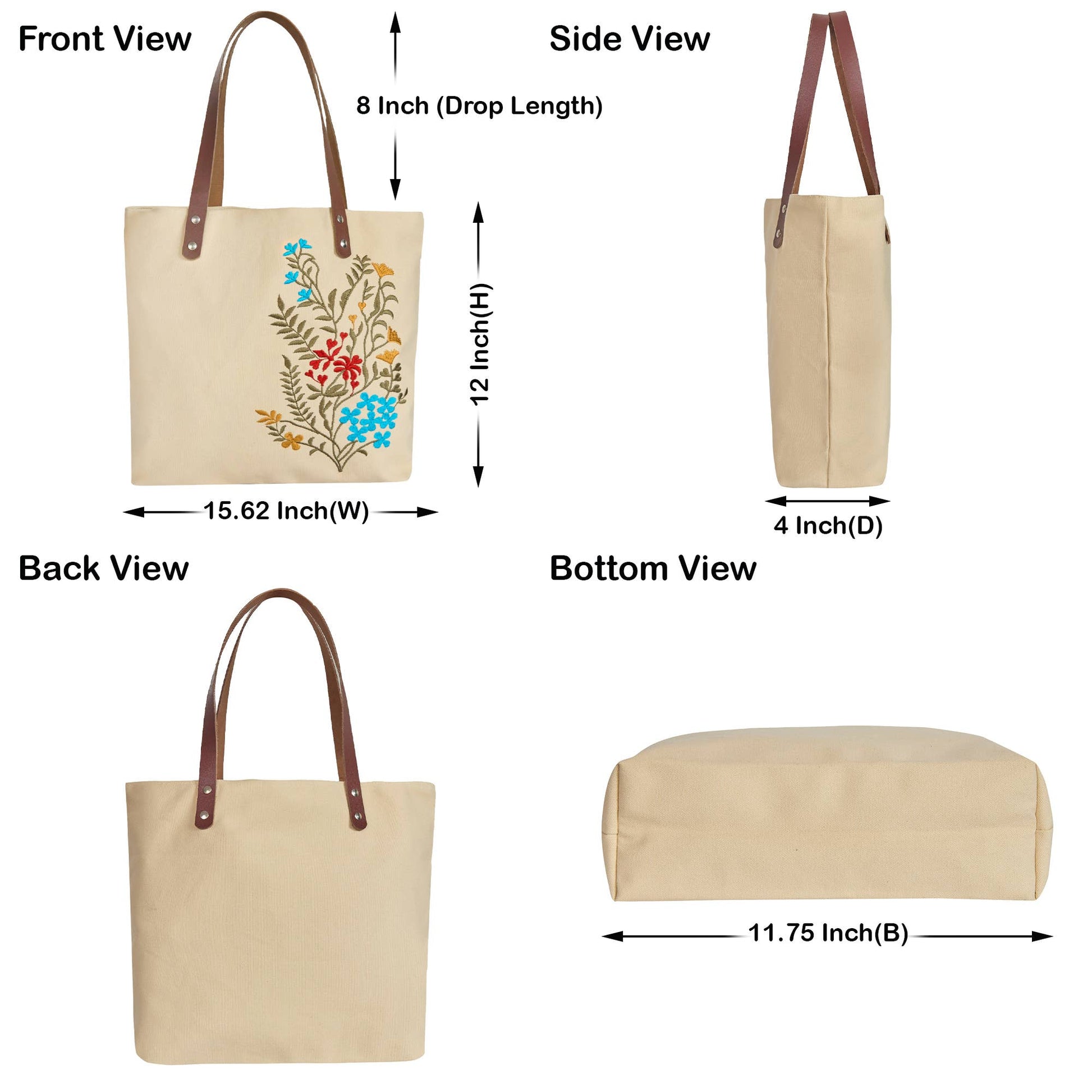 Floral Embroidered Canvas Tote boutique style from Ivy & Grace womens boutique