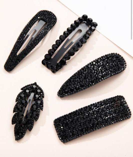 Black Rhinestone Clips boutique style from Ivy & Grace womens boutique