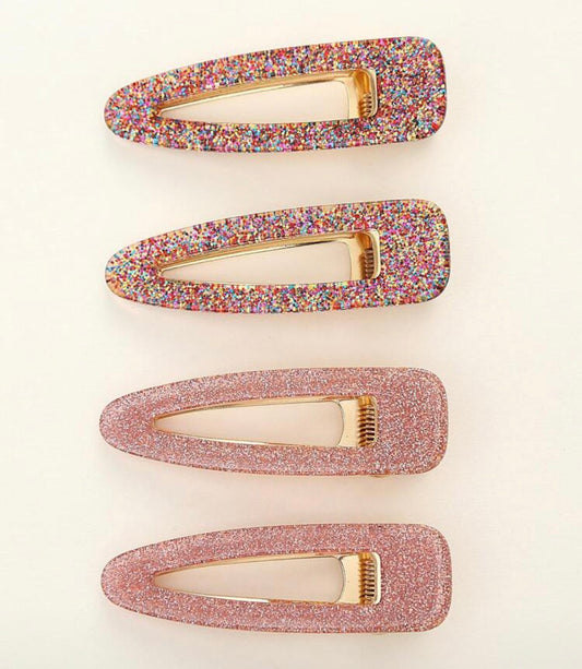 Pink Sparkle Hair Clips