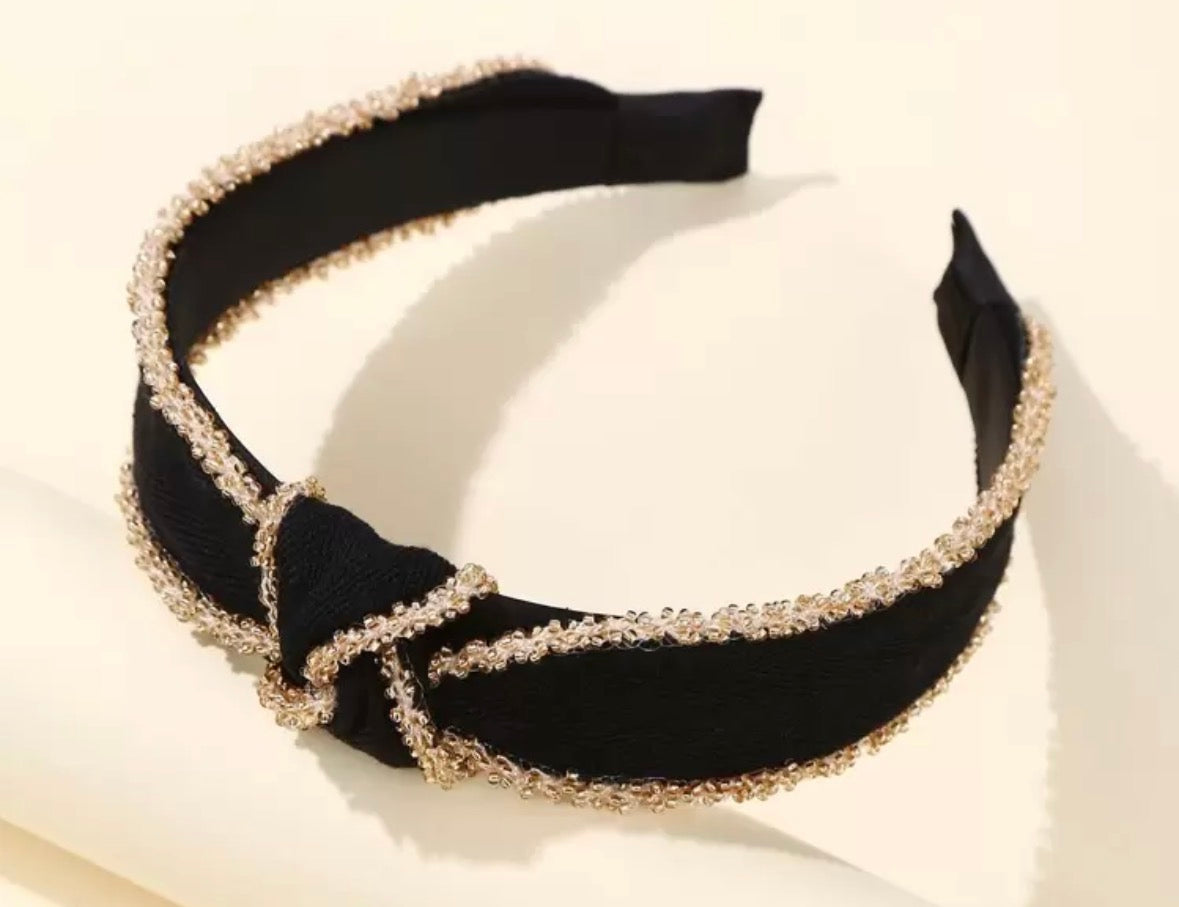 Black with gold band headband