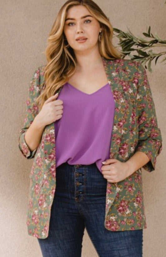 Sage Floral Blazer