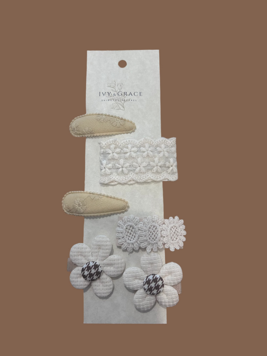 Houndstooth Lace Hair Clip Set boutique style from Ivy & Grace womens boutique