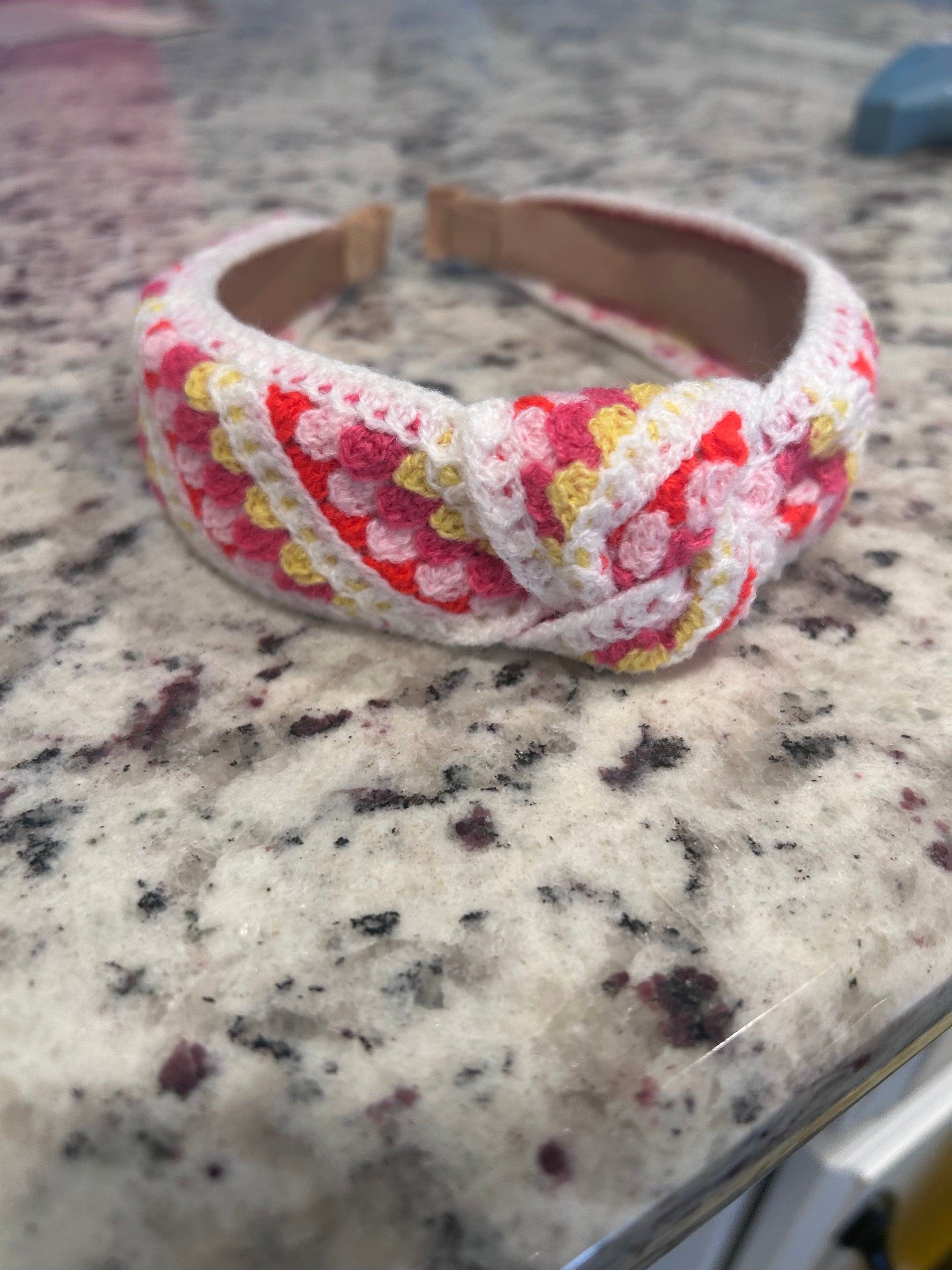 Pink & Yellow Embroidery Headband boutique style from Ivy & Grace womens boutique