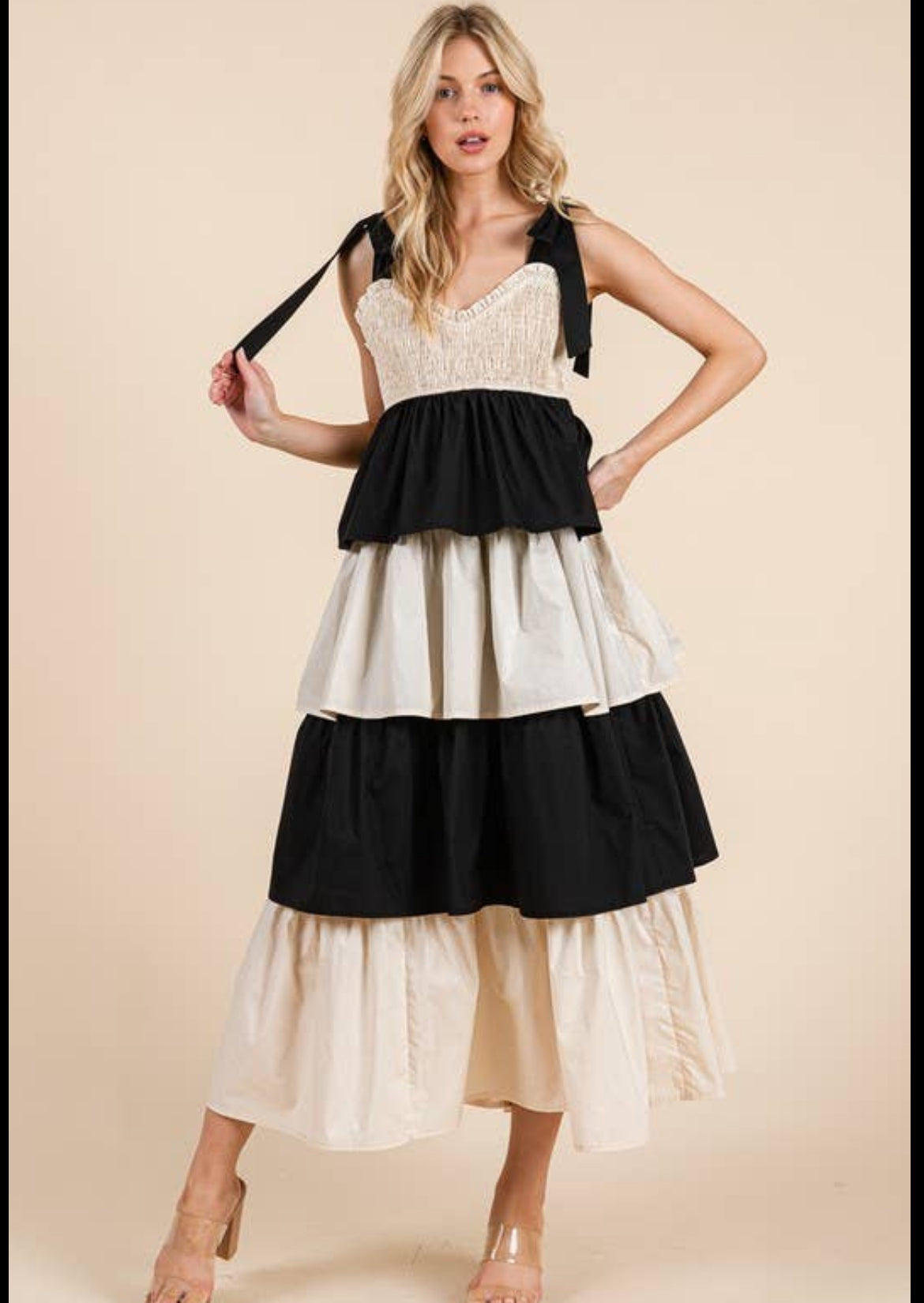 Black & Ivory Tiered boutique style from Ivy & Grace womens boutique