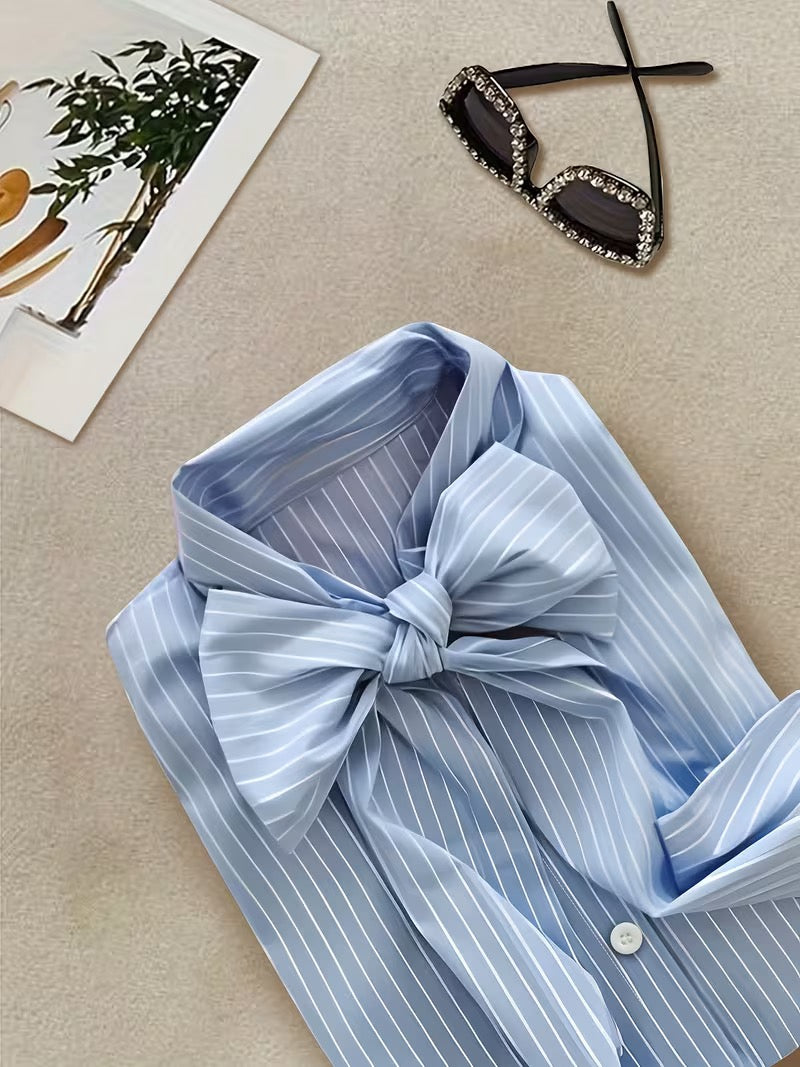 Baby Blue Stripe Bow Tie