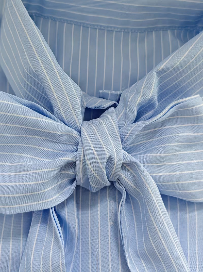 Baby Blue Stripe Bow Tie