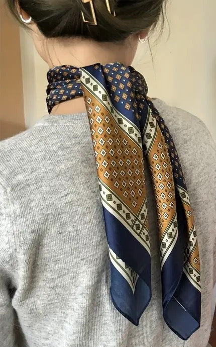 Navy Brown Mix Scarf boutique style from Ivy & Grace womens boutique