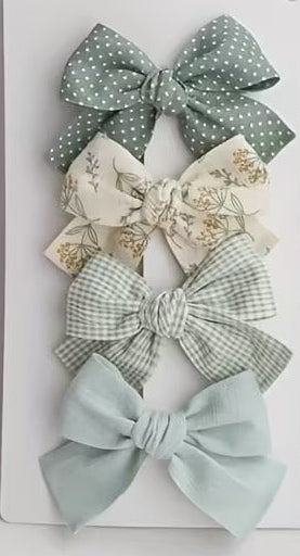 Mixed Green Little Girl Bow