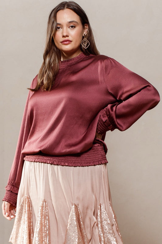 Burgundy Satin Blouse blouse from Ivy & Grace womens boutique