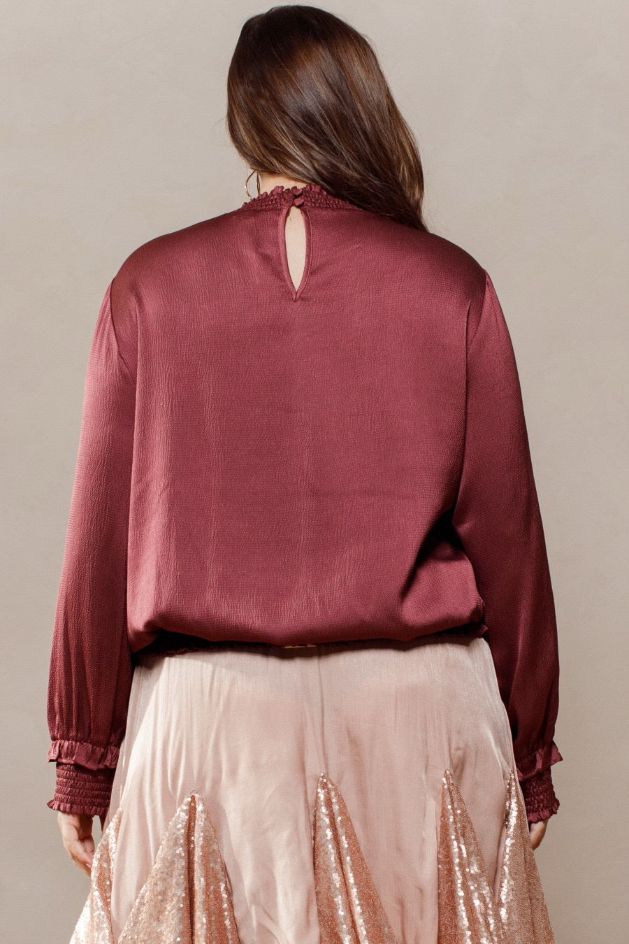 Burgundy Satin Blouse blouse from Ivy & Grace womens boutique