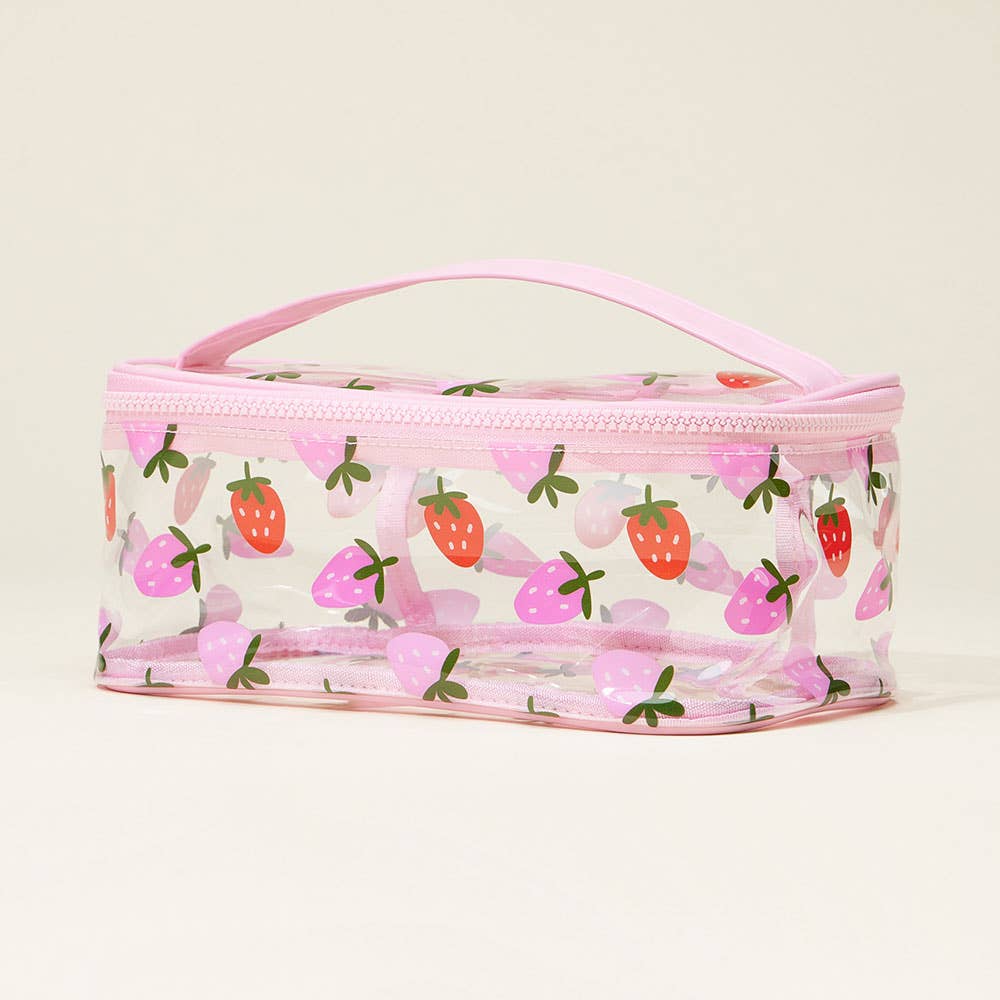 Top Handle Fruit Pattern Transparent Cosmetic Pouch Bag top from Ivy & Grace womens boutique