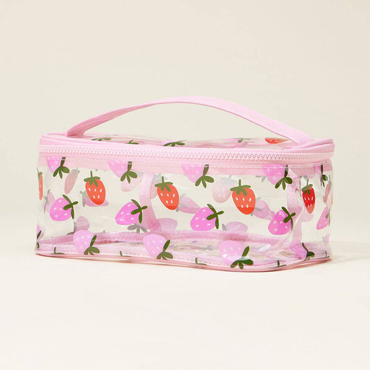 Top Handle Fruit Pattern Transparent Cosmetic Pouch Bag top from Ivy & Grace womens boutique