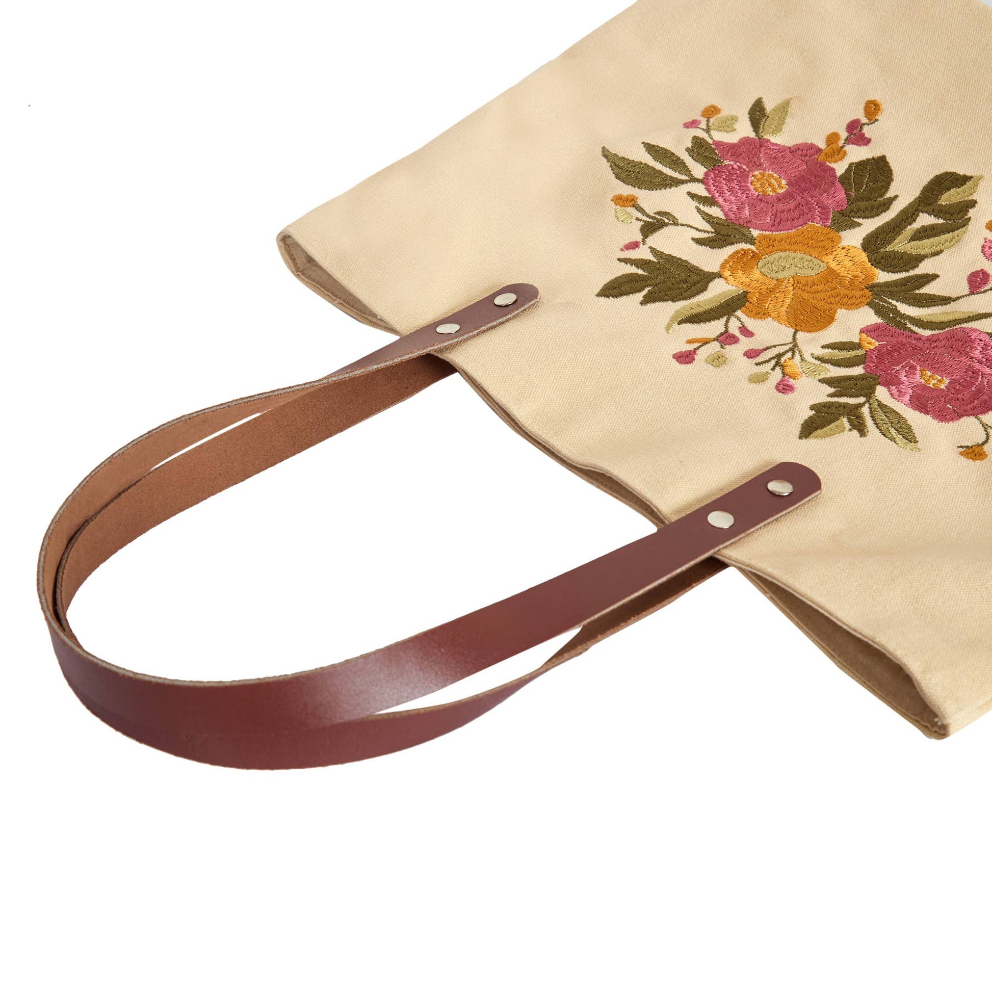 Floral Embroidered Canvas Tote boutique style from Ivy & Grace womens boutique