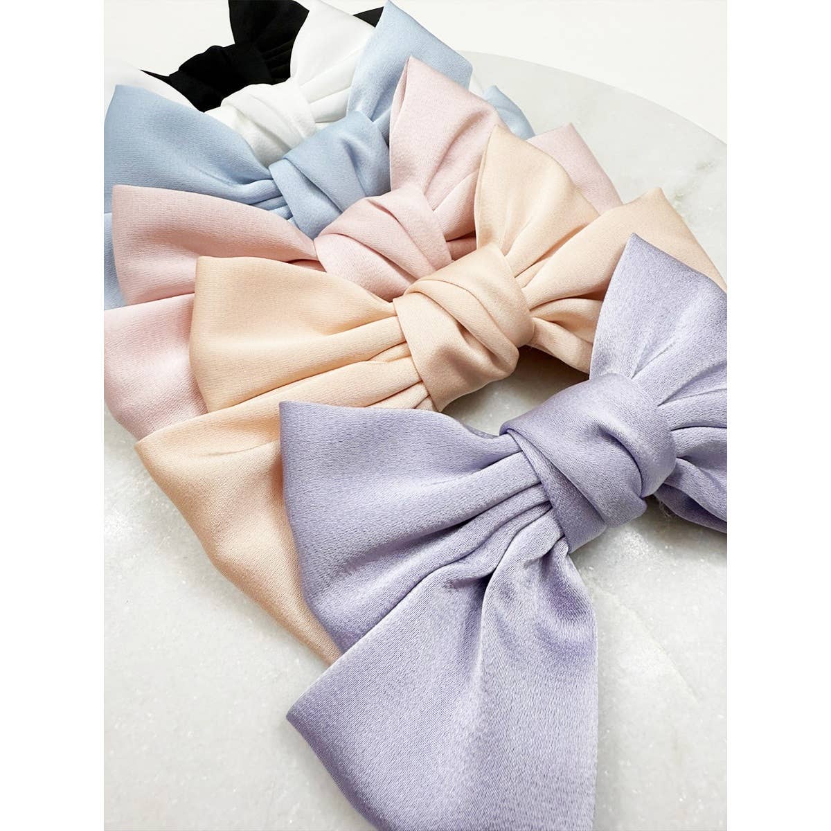 Double Layer Soft Tone Satin Bow Hair Clips boutique style from Ivy & Grace womens boutique