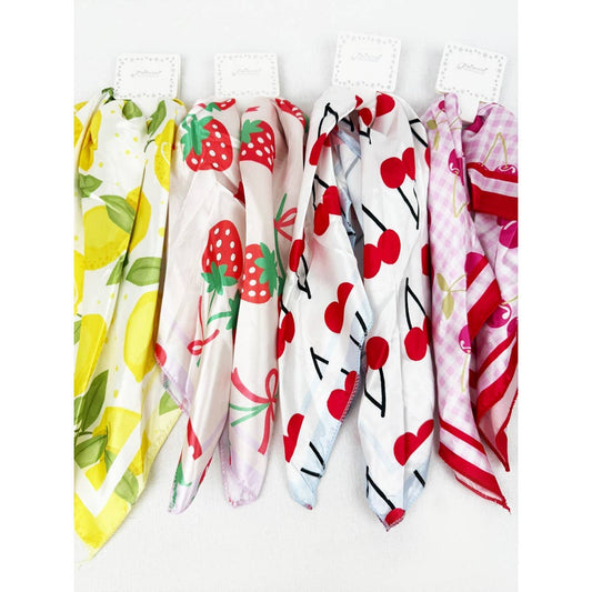 Fruit Print Satin Scarf boutique style from Ivy & Grace womens boutique