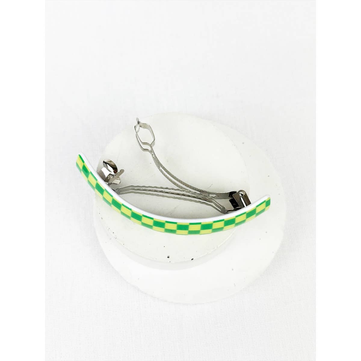 Checker Oval Hair Clip Barrette boutique style from Ivy & Grace womens boutique