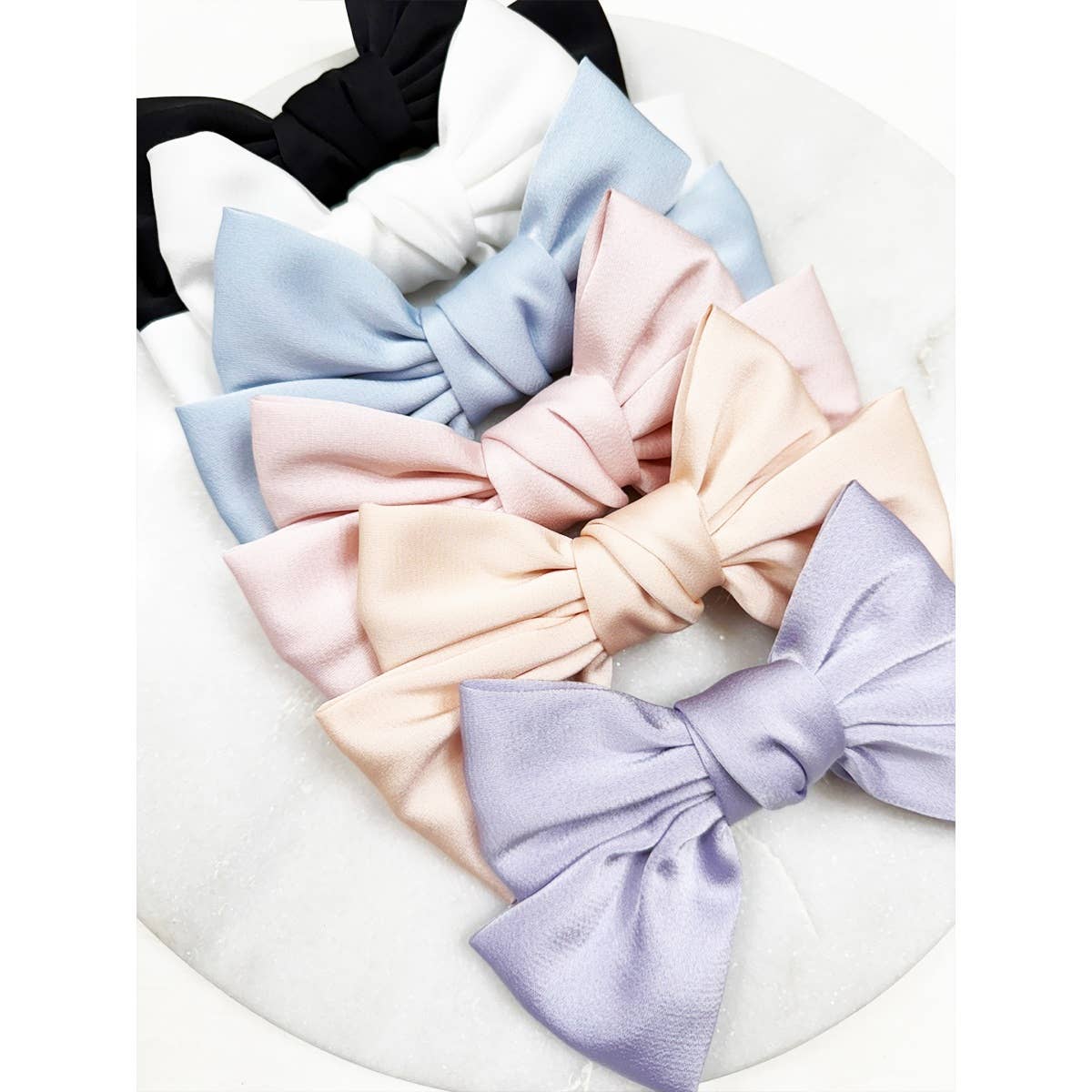 Double Layer Soft Tone Satin Bow Hair Clips boutique style from Ivy & Grace womens boutique