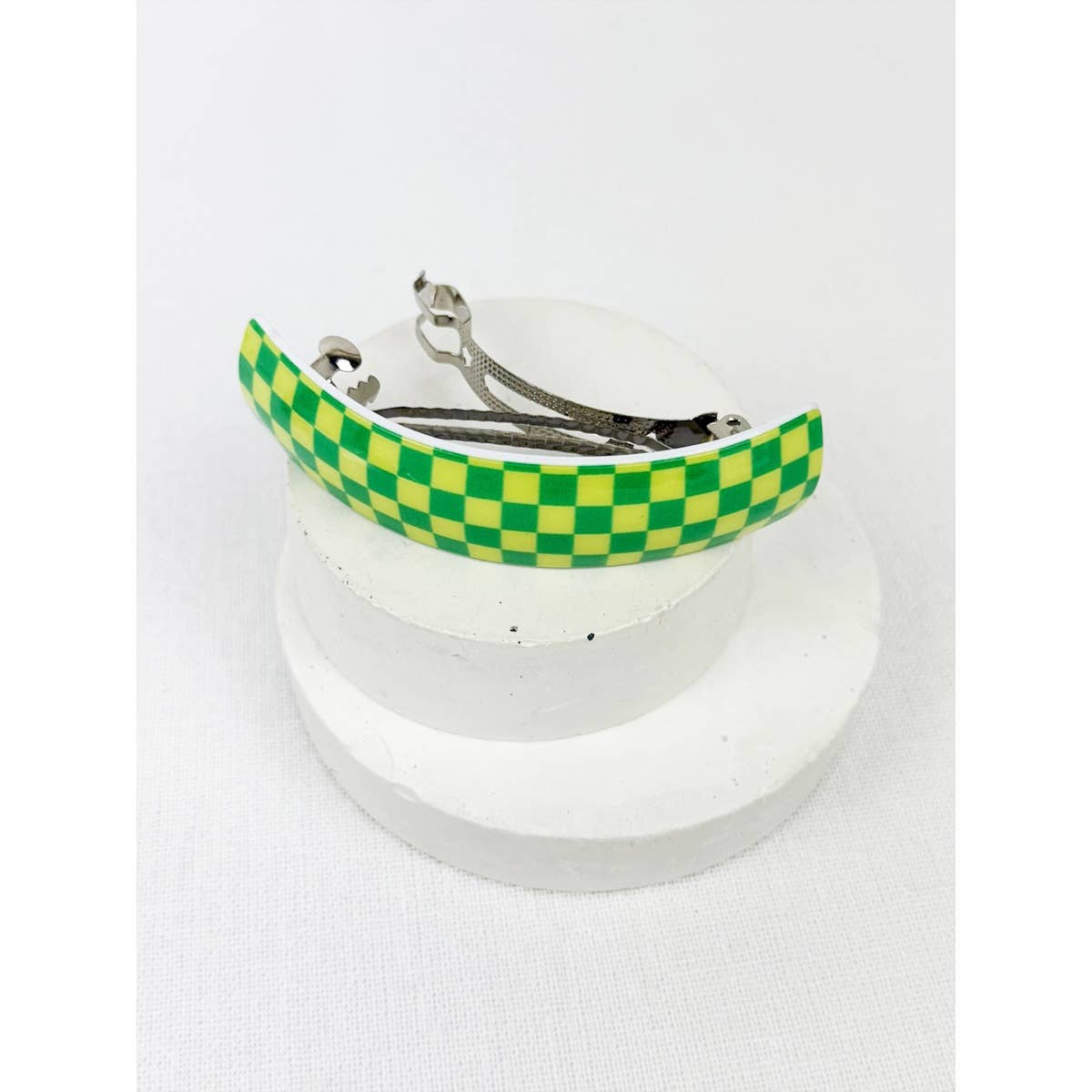 Checker Oval Hair Clip Barrette boutique style from Ivy & Grace womens boutique